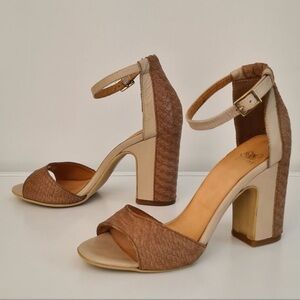 OTRE Elegant Tan Block Heel Sandals